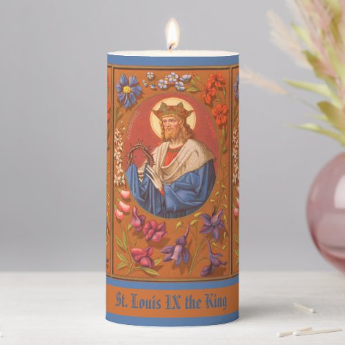 St Louis IX the King PM 05 3x6 Pillar Candle