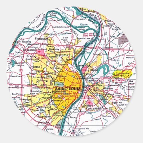 St Louis map Classic Round Sticker