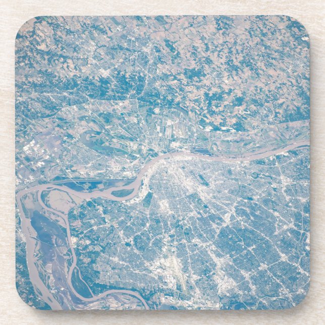 St. Louis, Missouri Along The Mississippi River. Beverage Coaster (Front)