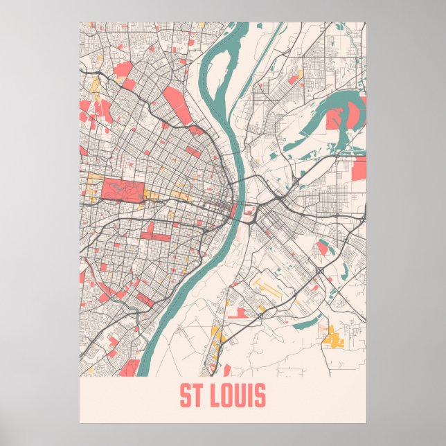 St Louis - Missouri Chalk City Map Poster (Front)