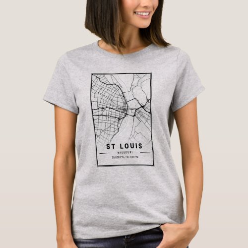 St Louis Missouri City Map  Minimalist Art T_Shirt