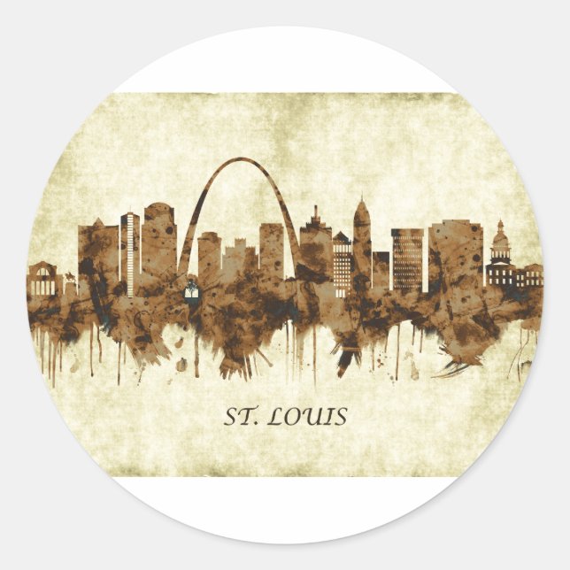 St. Louis Missouri Cityscape Classic Round Sticker (Front)