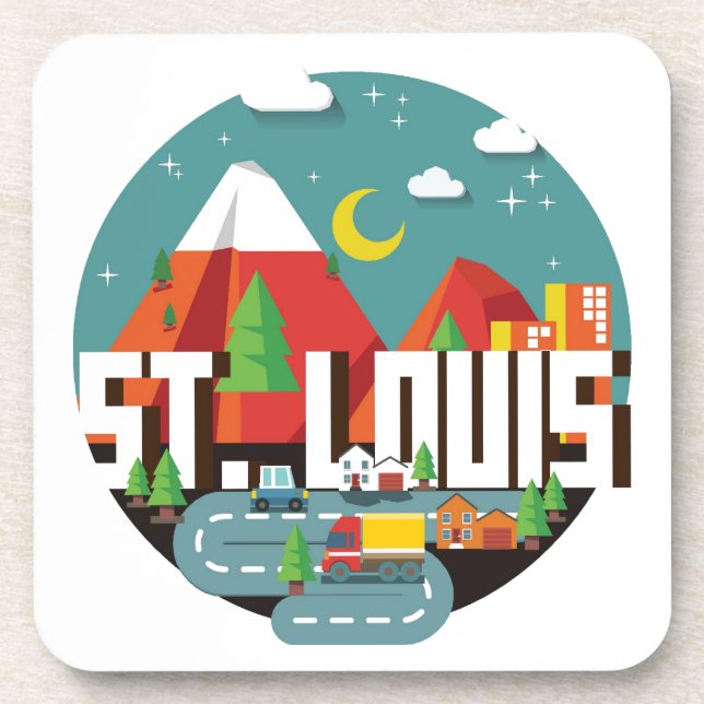 St. Louis, Missouri Geometric Design Drink Coaster (Front)