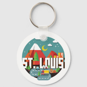 St. Louis, Missouri Geometric Design Keychain