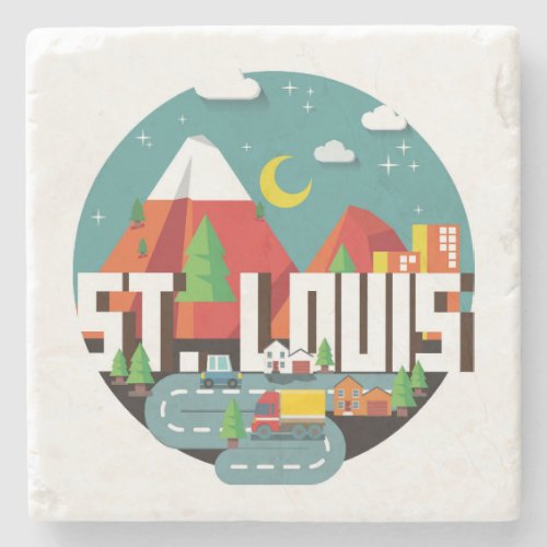 St Louis Missouri Geometric Design Stone Coaster