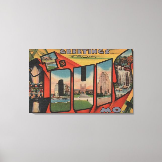 St. Louis, Missouri - Large Letter Scenes 3 Canvas Print (Front)