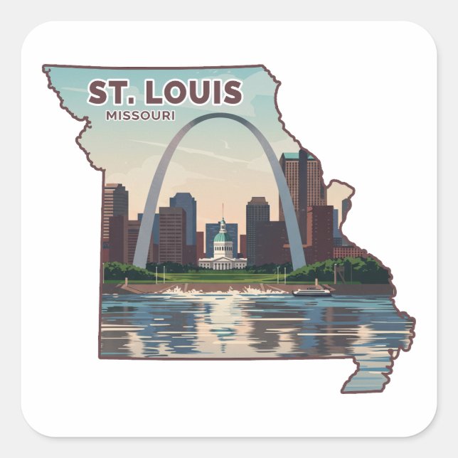 St. Louis Missouri Map Square Sticker (Front)