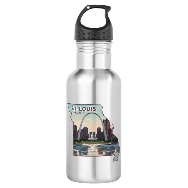 St. Louis Missouri Map Stainless Steel Water Bottle (Front)