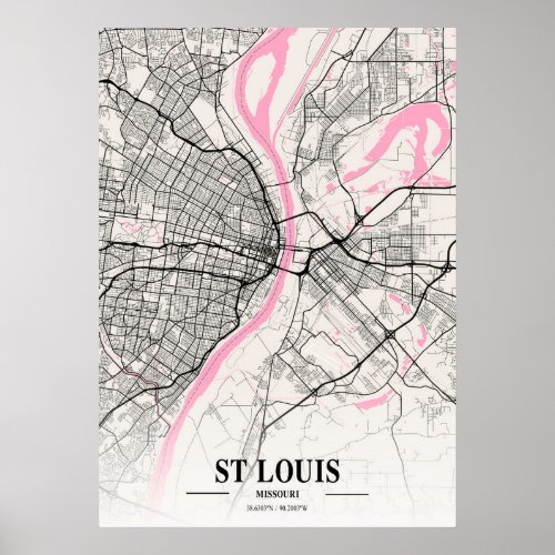 St Louis _ Missouri Neapolitan City Map Poster