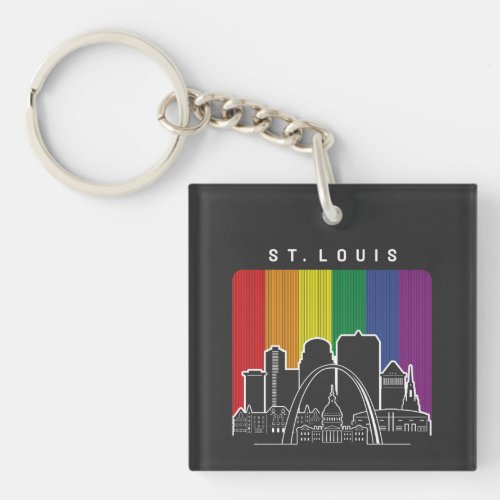 St Louis Missouri Rainbow Flag LGBTQAI Pride Keychain