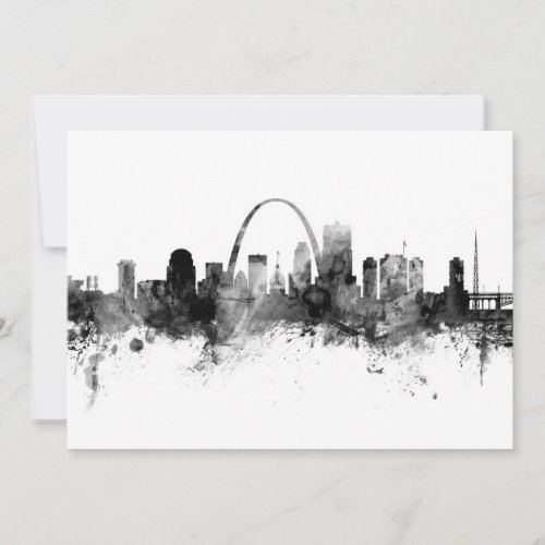 St Louis Missouri Skyline Black White Invitation