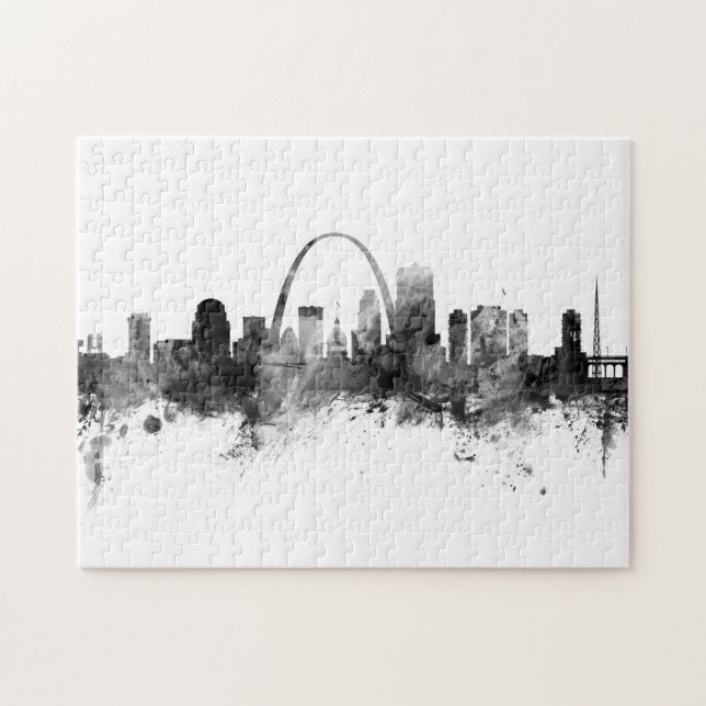 St Louis Missouri Skyline Black White Jigsaw Puzzle (Horizontal)