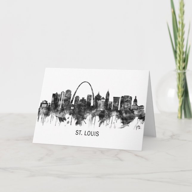 St. Louis Missouri Skyline BW Holiday Card (Front)
