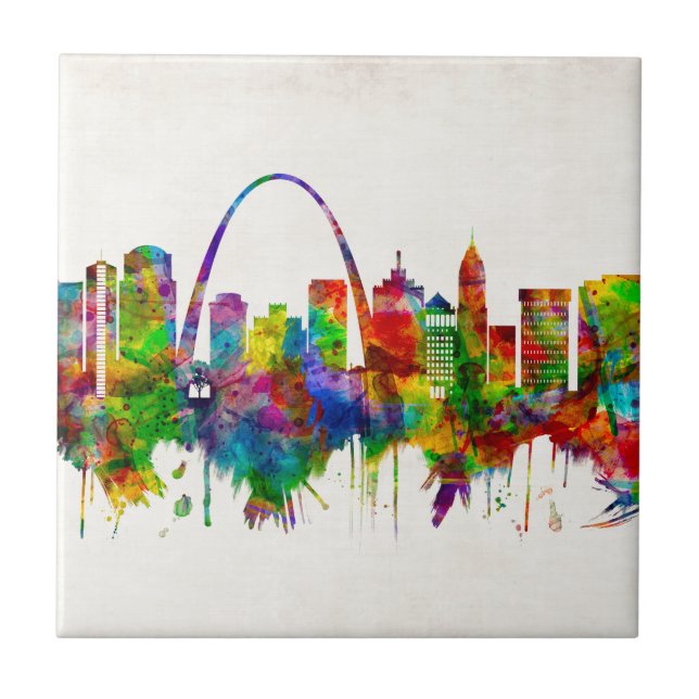 St. Louis Missouri Skyline Ceramic Tile (Front)