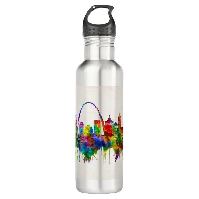 St. Louis Missouri Skyline Stainless Steel Water Bottle (Front)