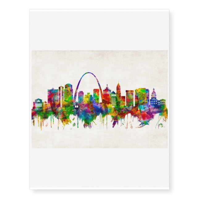 St. Louis Missouri Skyline Temporary Tattoos (Front)