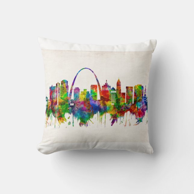 St. Louis Missouri Skyline Throw Pillow (Front)