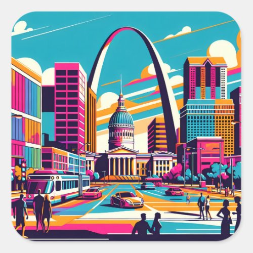 St Louis Missouri  The Gateway Arch  Square Sticker