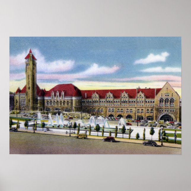 St. Louis Missouri Union Station and Fountains Poster (Front)