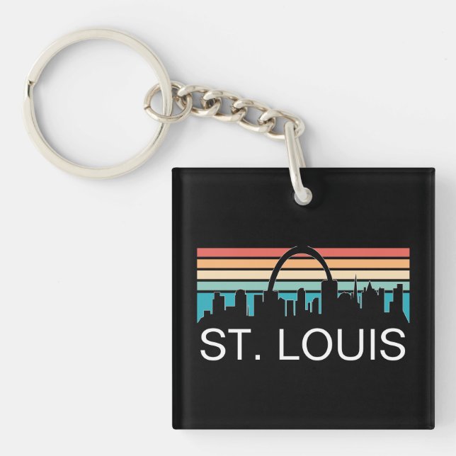 ST. LOUIS MISSOURI VINTAGE SKYLINE SUNSET KEYCHAIN (Front)