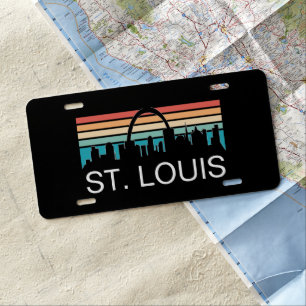 ST. LOUIS MISSOURI VINTAGE SKYLINE SUNSET LICENSE PLATE