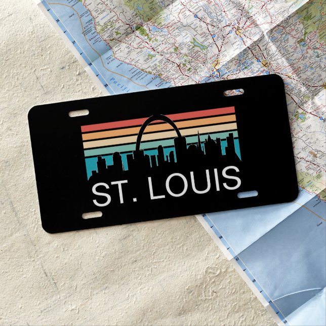 ST. LOUIS MISSOURI VINTAGE SKYLINE SUNSET LICENSE PLATE (In Situ)