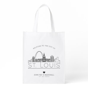 St. Louis, Missouri Wedding | Stylized Skyline Grocery Bag