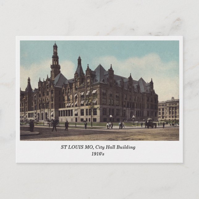 St Louis MO, City Hall old postcard (Front)