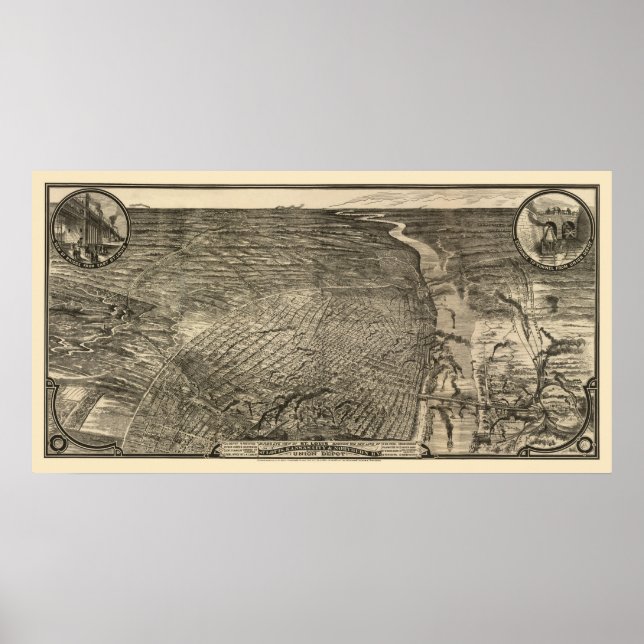 St. Louis, MO Panoramic Map - 1876 Poster (Front)
