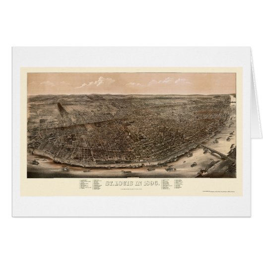 St. Louis, MO Panoramic Map - 1896 Cards (Front Horizontal)