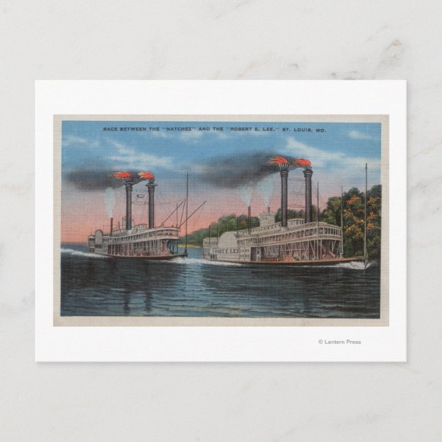 St. Louis, MO - View of Natchez & Robert E. Lee Postcard (Front)