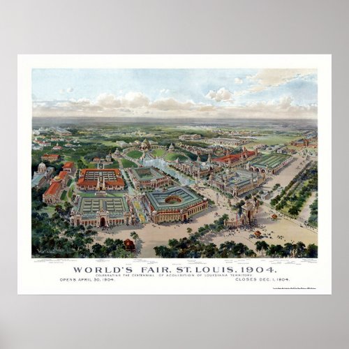 St Louis MO Worlds Fair Panoramic Map _ 1904 Poster