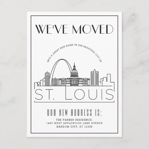 St Louis Modern Deco  Change of Address  Announcement Postcard