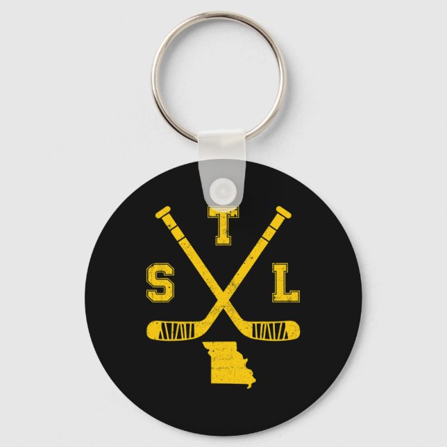 St. Louis Retro Funny Hockey Sticks State Outile S Keychain (Front)