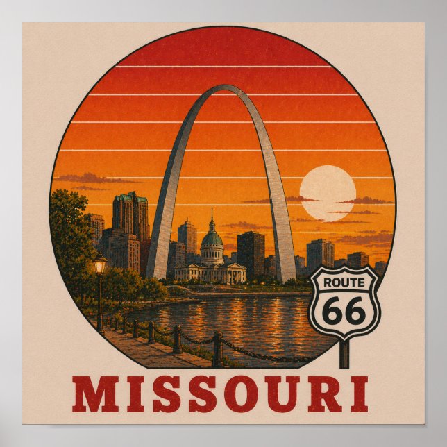 St. Louis Route 66 Arch Sunset Poster (Front)