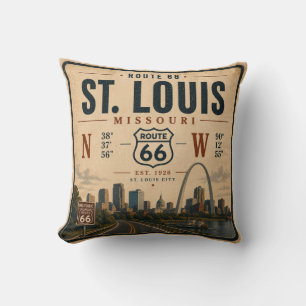 St Louis Route 66 Coordinates Sofa Gateway Throw Pillow