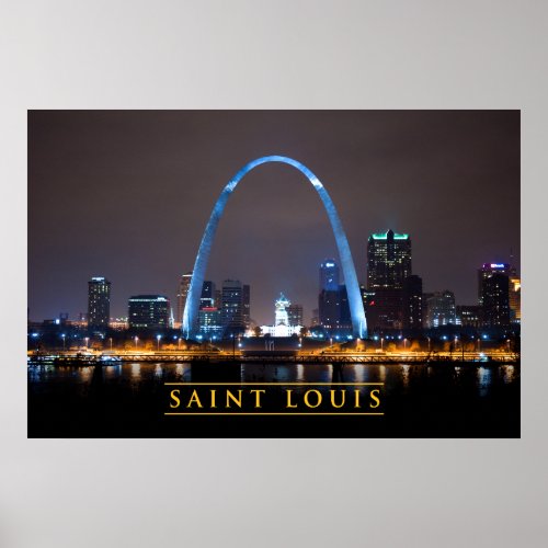 St Louis Skyline at Night Poster