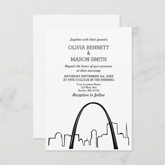St Louis Skyline Cityscape Wedding Invitation (Front/Back)