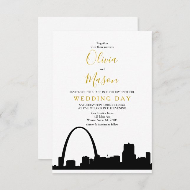 St Louis Skyline Cityscape Wedding Invitation (Front/Back)