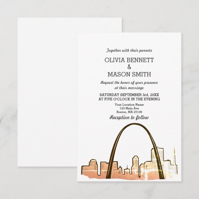 St Louis Skyline Cityscape Wedding Invitation (Front/Back)