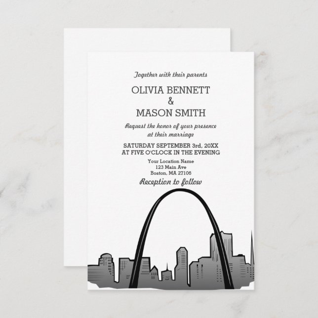 St Louis Skyline Cityscape Wedding Invitation (Front/Back)