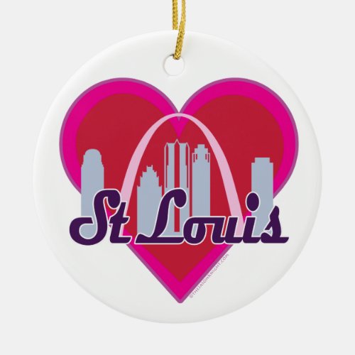 St Louis Skyline Heart Ceramic Ornament