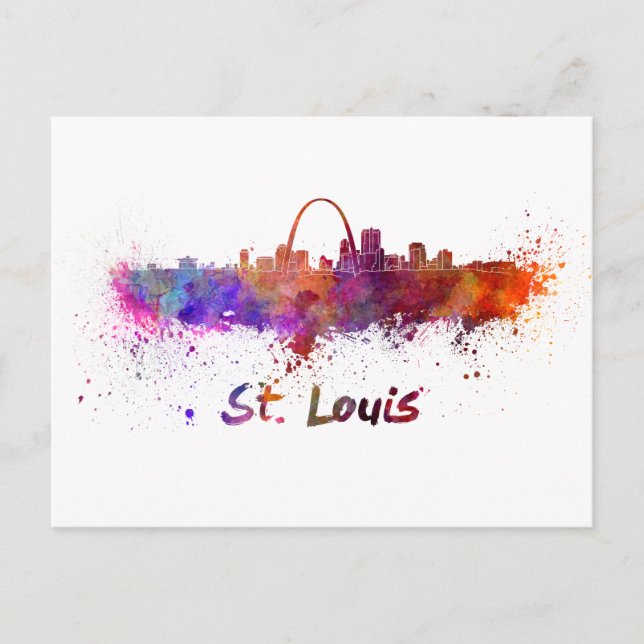 St Louis skyline in watercolor Postcard (Front)