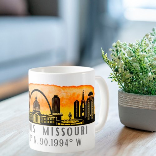 St Louis Skyline Map Coordinates  Coffee Mug