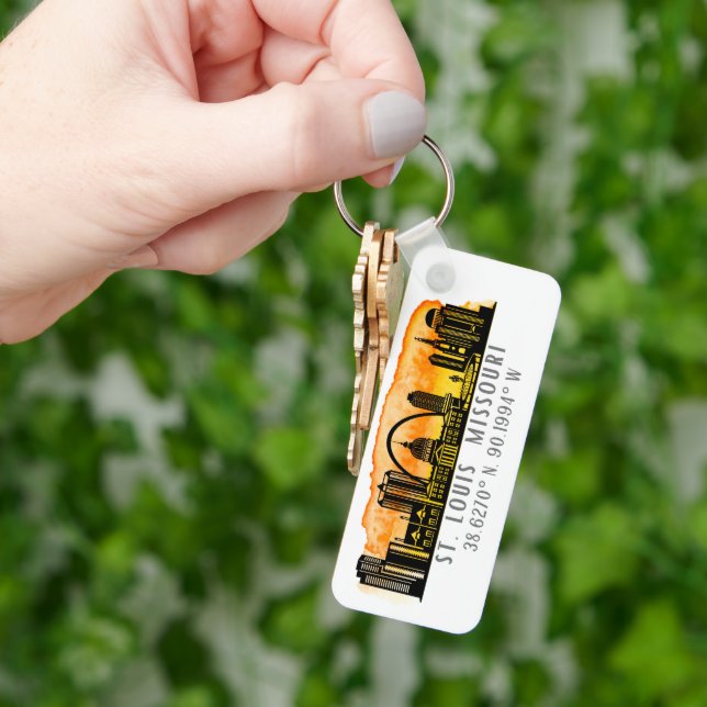 St. Louis Skyline Map Coordinates  Keychain (Hand)