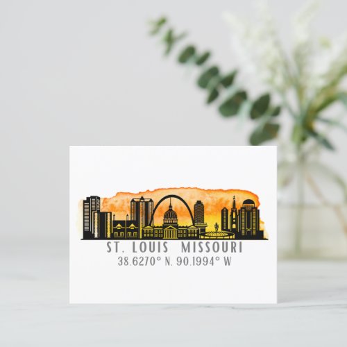 St Louis Skyline Map Coordinates  Postcard