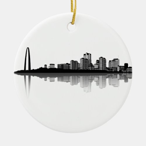 St Louis Skyline Ornament bw