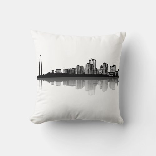 St Louis Skyline Pillow bw