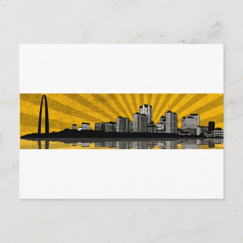 St Louis Skyline Postcard yellow