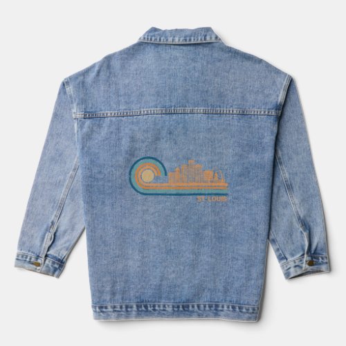 St Louis Skyline Retro St Louis Fan Missouri Love Denim Jacket